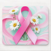 Pink Ribbon and Daisies Breast Cancer Awareness マウスパッド (正面)