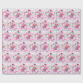 Pink Ribbon and Daisies Breast Cancer Awareness ラッピングペーパー (フラット)