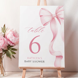 Pink Ribbon Baby Shower Table Number テーブルナンバー