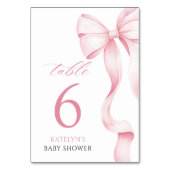 Pink Ribbon Baby Shower Table Number テーブルナンバー (裏面)