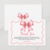 Pink Ribbon Baby Shower Thank You Card サンキューカード (正面/裏面)