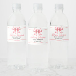 Pink Ribbon Baby Shower Water Bottle Label  ペットボトルラベル
