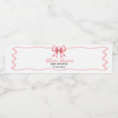 Pink Ribbon Baby Shower Water Bottle Label  ペットボトルラベル (シングルラベル)
