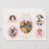 Pink Ribbon & Botanical Frames 5 Photo シーズンカード (正面)