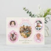 Pink Ribbon & Botanical Frames 5 Photo シーズンカード (スタンド正面)