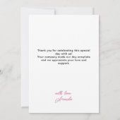 Pink Ribbon Bow Baby Shower サンキューカード (裏面)