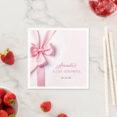 Pink Ribbon Bow Baby Shower スタンダードカクテルナプキン (インサイチュ)