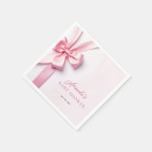 Pink Ribbon Bow Baby Shower スタンダードカクテルナプキン (角)
