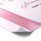 Pink Ribbon Bow Baby Shower Welcome Sign ポスター (角)