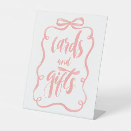 Pink Ribbon Bow Cards and Gifts Bridal Shower 台座サイン