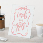 Pink Ribbon Bow Cards and Gifts Bridal Shower 台座サイン (インサイチュ)