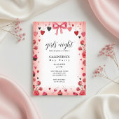 Pink Ribbon Bow Galentine's Invitation 招待状