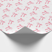 Pink Ribbon Bow Pattern White  ラッピングペーパー (角)
