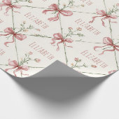 Pink Ribbon Bows Coquettes Personalized ラッピングペーパー (角)