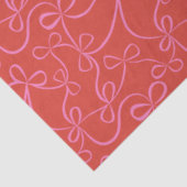 Pink Ribbon Bows on Red Modern Holiday 薄葉紙 (詳細)