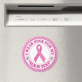 Pink Ribbon Breast Cancer Awareness Design マグネット (インサイチュ (食洗機))