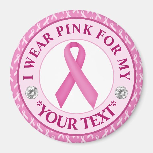 Pink Ribbon Breast Cancer Awareness Design マグネット (正面)