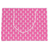 Pink Ribbon Breast Cancer Awareness Pattern ラージペーパーバッグ (正面)