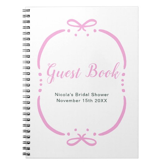 Pink Ribbon Bridal Shower Guest Book ノートブック (正面)