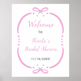 Pink Ribbon Bridal Shower Welcome ポスター