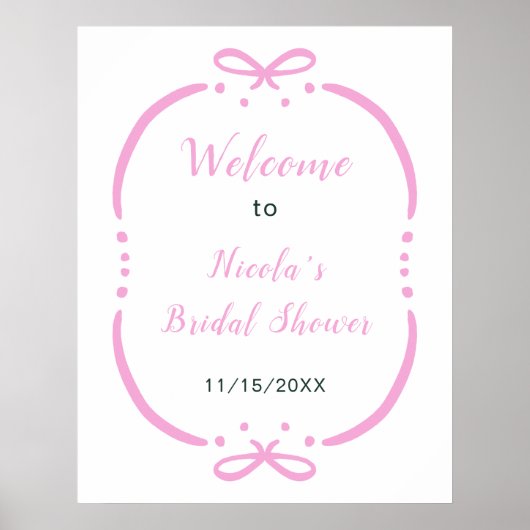 Pink Ribbon Bridal Shower Welcome ポスター (正面)