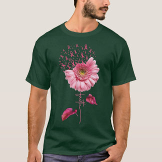 Pink Ribbon Daisy Faith Breast Cancer Awareness M Tシャツ