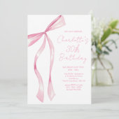 Pink Ribbon Elegant 30th Birthday Invitation 招待状 (スタンド正面)