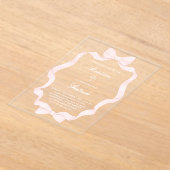  pink ribbon frame Baptism  アクリル招待状 (レイダウン)