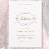 pink ribbon frame | Baptism Invitation 招待状