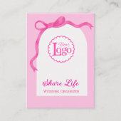 Pink Ribbon Gate Wedding Organizer Business Card 名刺 (正面)