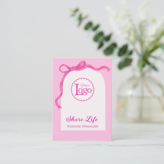Pink Ribbon Gate Wedding Organizer Business Card 名刺 (スタンド正面)