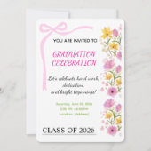 Pink Ribbon Graduation Party Invitation 招待状 (正面)