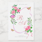 Pink Ribbon Monogram Wedding  フードラベル (シングルラベル)