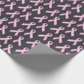 Pink Ribbon on Black - Breast Cancer Awareness ラッピングペーパー (角)