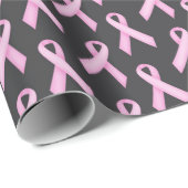 Pink Ribbon on Black - Breast Cancer Awareness ラッピングペーパー (ロールコーナー)