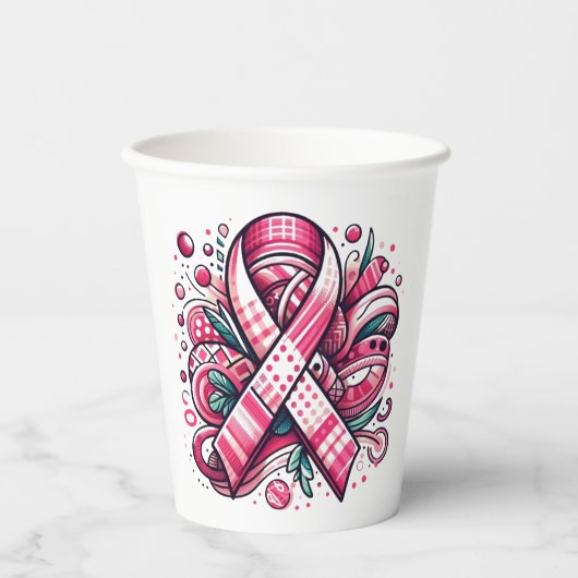 Pink Ribbon Paper cup 紙コップ (正面)