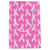 Pink Ribbon Pattern – Breast Cancer Awareness ミディアムペーパーバッグ (正面)