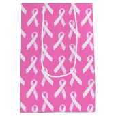 Pink Ribbon Pattern – Breast Cancer Awareness ミディアムペーパーバッグ (裏面)