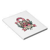 Pink Ribbon Sloth Support Vintage Awareness Art ノートパッド (アングル)