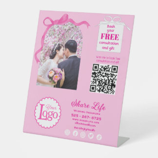 Pink Ribbon Wedding Business Promotion 台座サイン