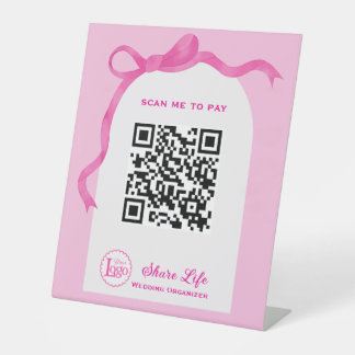 Pink Ribbon Wedding Gate Payment 台座サイン