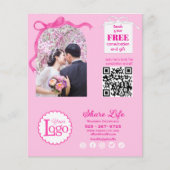 Pink Ribbon Wedding Organizer Business Flyer チラシ (正面)