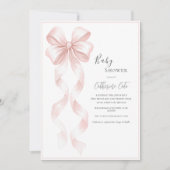 Pink Ribbons & Bows Elegant Baby 招待状 (正面)