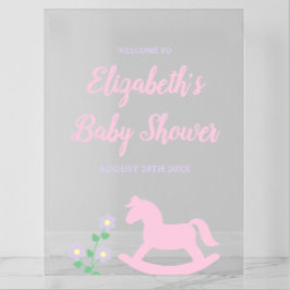 Pink Rocking Horse Girl Baby Shower アクリルサイン