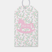 Pink Rocking Horse Girl Baby Shower ギフトタグ (正面)