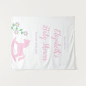 Pink Rocking Horse Girl Baby Shower タペストリー (正面(横))