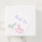 Pink Rocking Horse Girl Baby Shower フェイバータグ (インサイチュ)