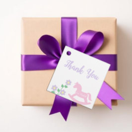 Pink Rocking Horse Girl Baby Shower フェイバータグ