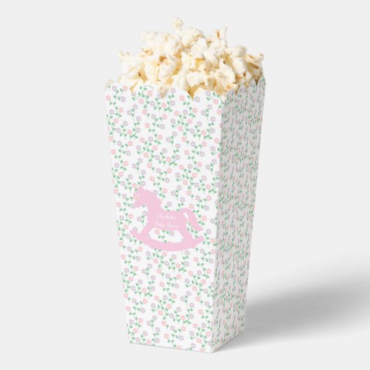 Pink Rocking Horse Girl Baby Shower フェイバーボックス (はじけた状態)