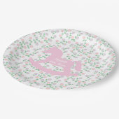 Pink Rocking Horse Girl Baby Shower ペーパープレート (アングル)